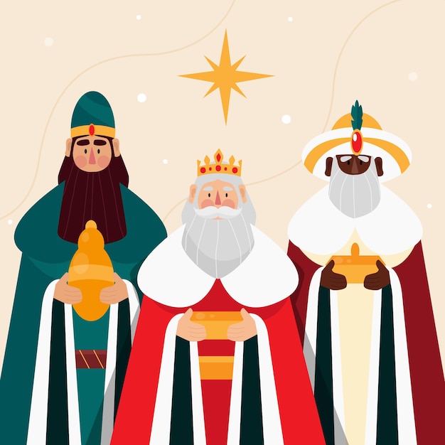 무료 벡터 평면 디자인 reyes magos day