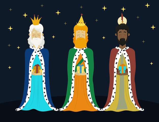 Flat design reyes magos day