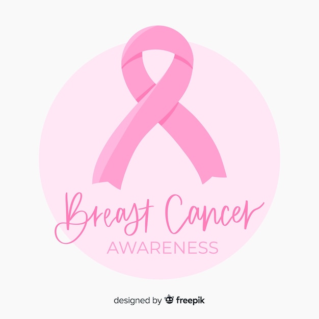 Flat design ribbon breast cancer awareness