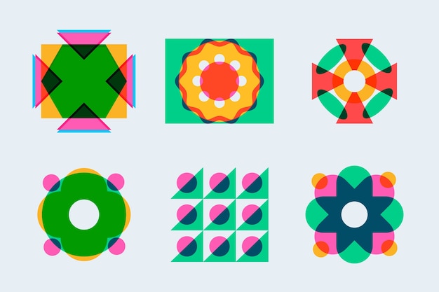 Flat design risograph element collection