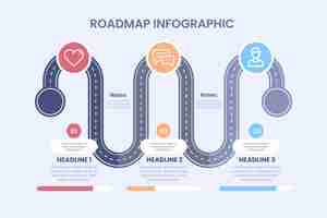 無料ベクター フラットデザインロードマップインフォグラフィック