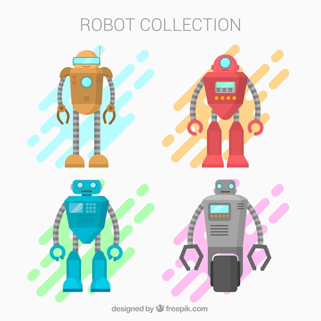 Flat design robot character collection