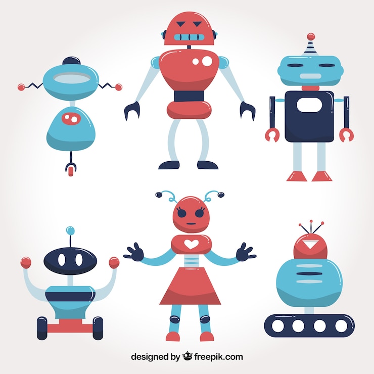 Free Vector flat design robot character collection