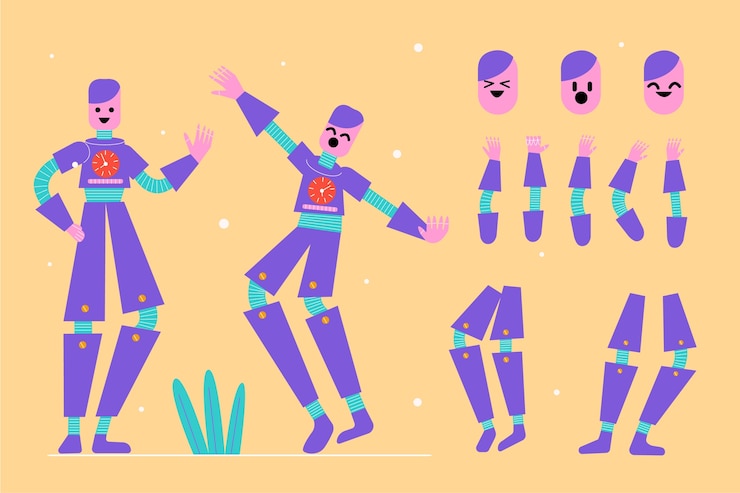 Free Vector flat design robot character constructor illustration