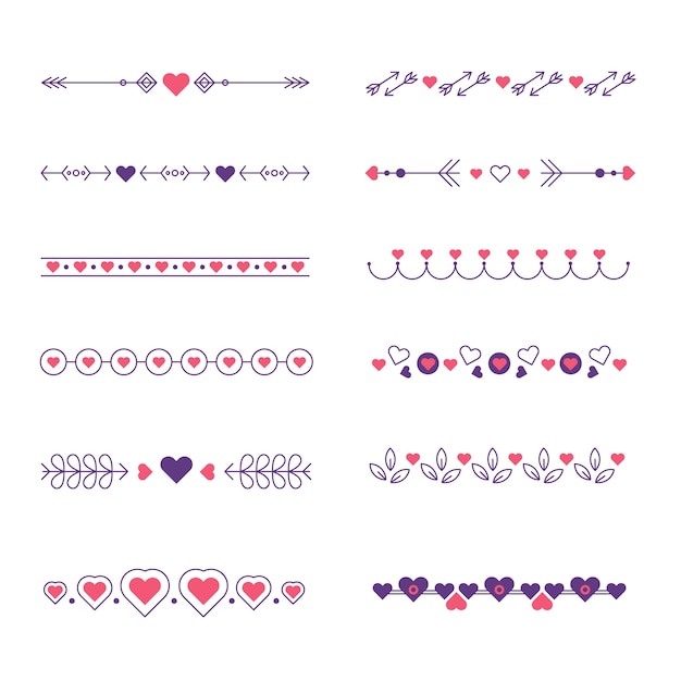 Free vector flat design romantic frame pack