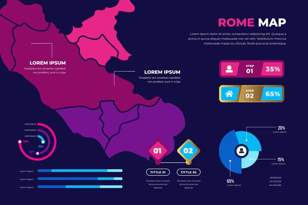 Плоский дизайн римской карты инфографики