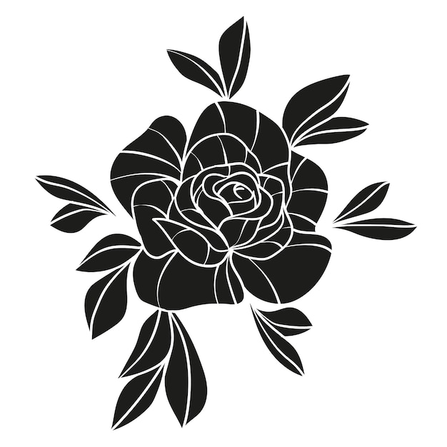 Flat design rose silhouette