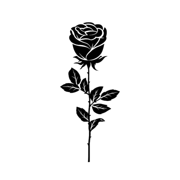 Flat design rose silhouette