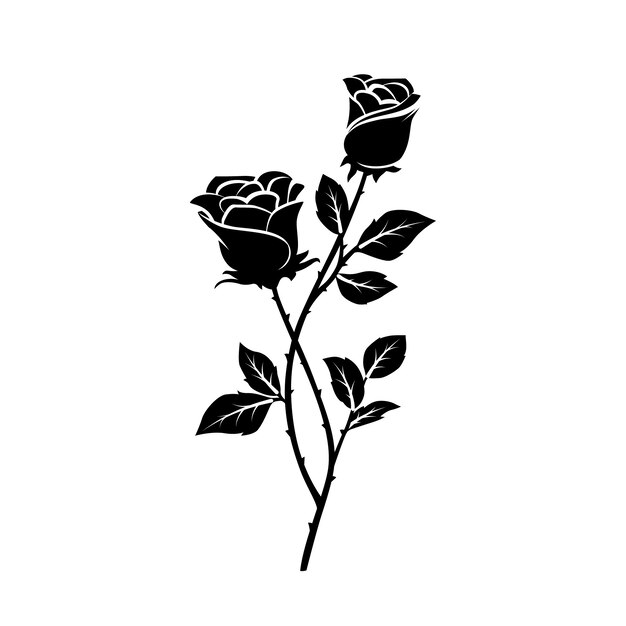 Flat design rose silhouette