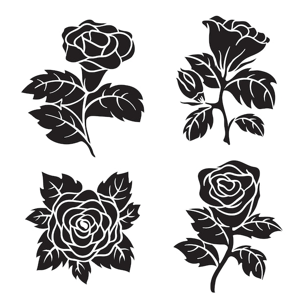 Free Vector flat design rose silhouette