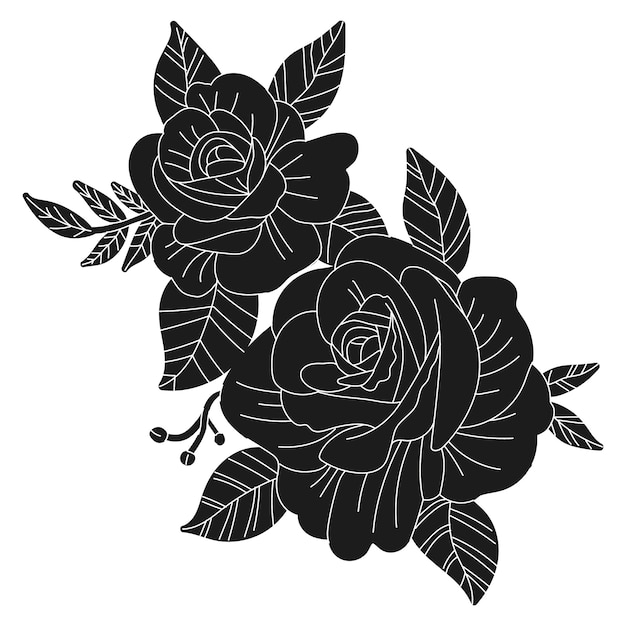 Flat design rose silhouette