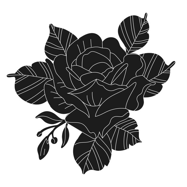 Flat design rose silhouette