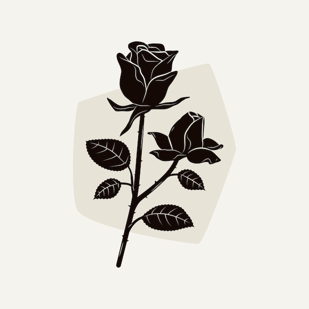 Силуэт розы в плоском дизайне