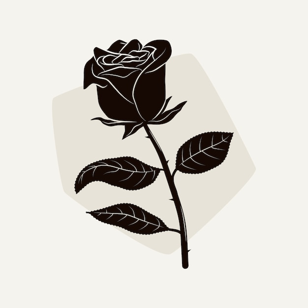 Бесплатное векторное изображение Силуэт розы в плоском дизайне