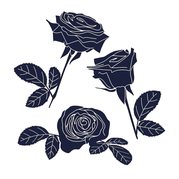 Free Vector flat design rose silhouette