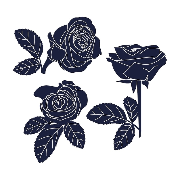 Free Vector flat design rose silhouette