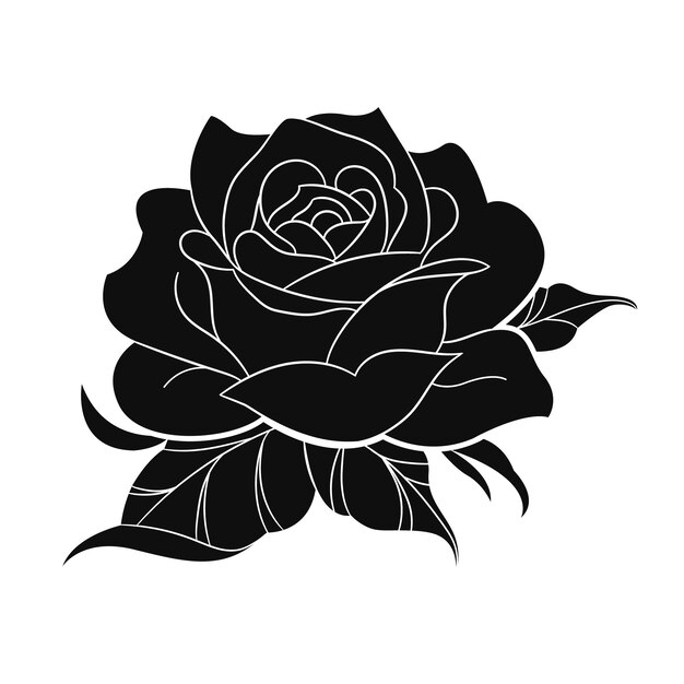 Силуэт розы в плоском дизайне