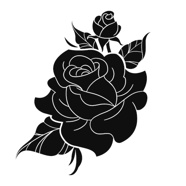 Free vector flat design rose silhouette