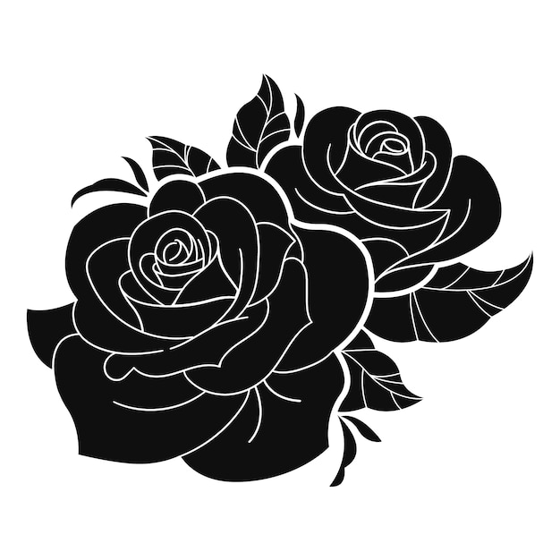 Rose SVG, Silhouette, Leaves, Vector, Free