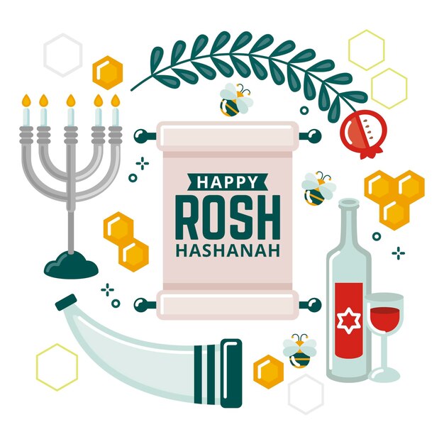 Free Vector flat design rosh hashanah concept