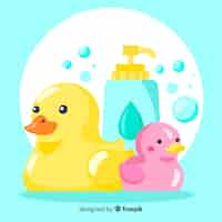 Free vector flat design rubber ducks