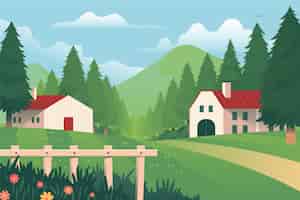 Free vector flat design rural landscape background