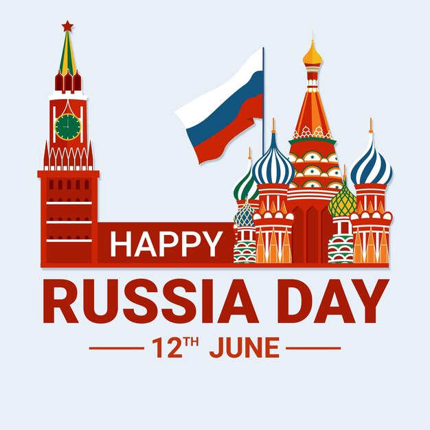 Плоский дизайн Россия день