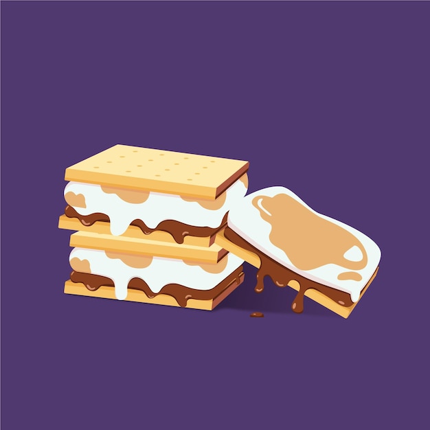 무료 벡터 평면 디자인 s'more 그림