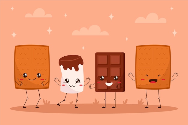 무료 벡터 평면 디자인 s'more 그림