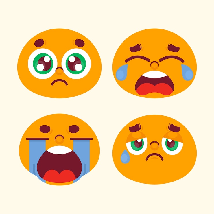 Free Vector flat design sad emoji illustration