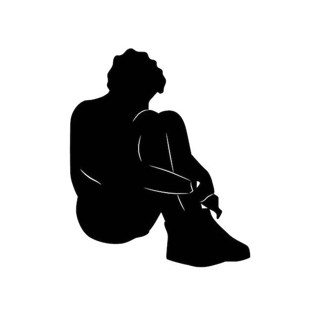 Flat design sad person silhouette