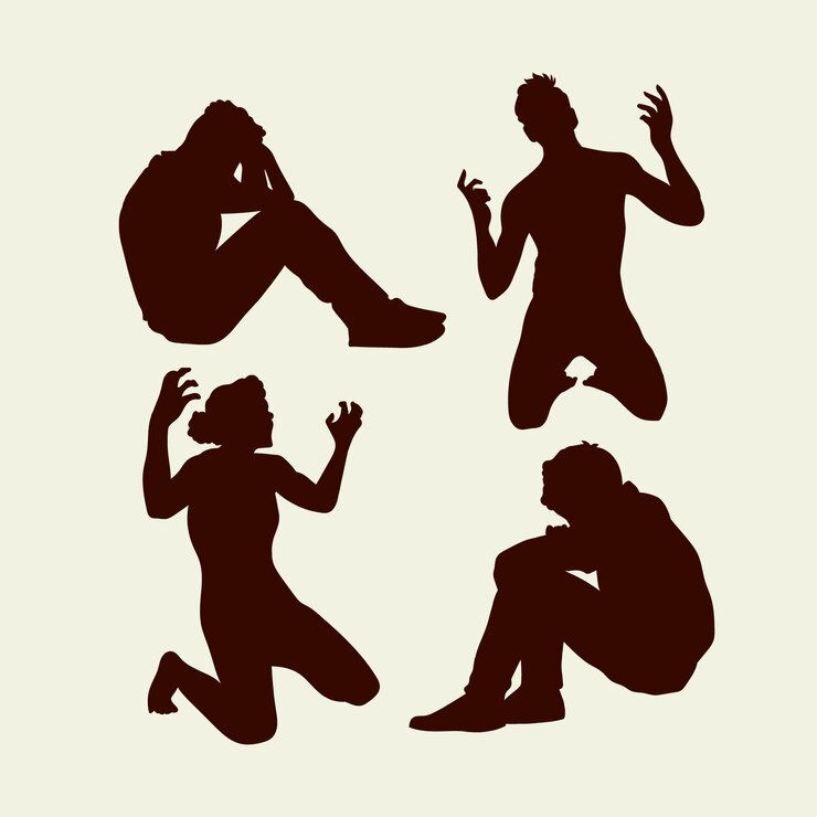 Free Vector flat design sad person silhouette