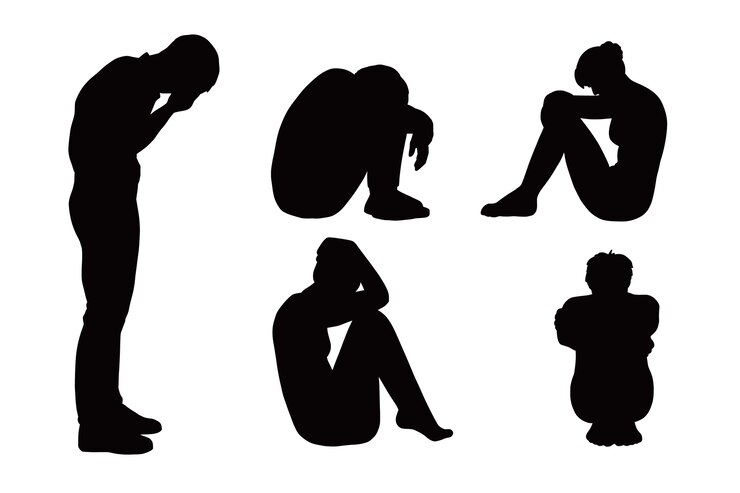 Free Vector flat design sad person silhouette