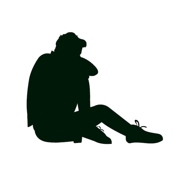 Flat design sad person silhouette