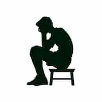 Бесплатное векторное изображение Силуэт грустного человека в плоском дизайне