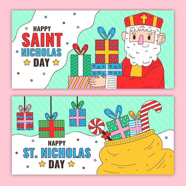 Flat design saint nicholas day banner template