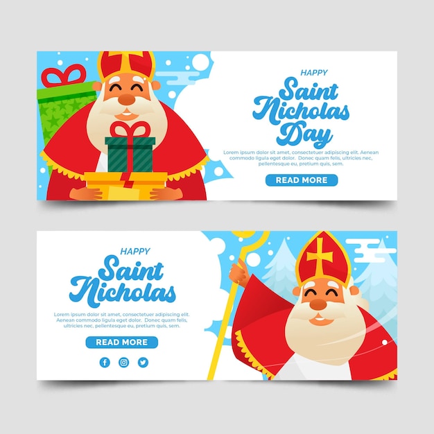 Flat design saint nicholas day banner template