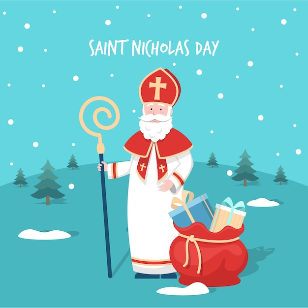 Flat design saint nicholas day concept