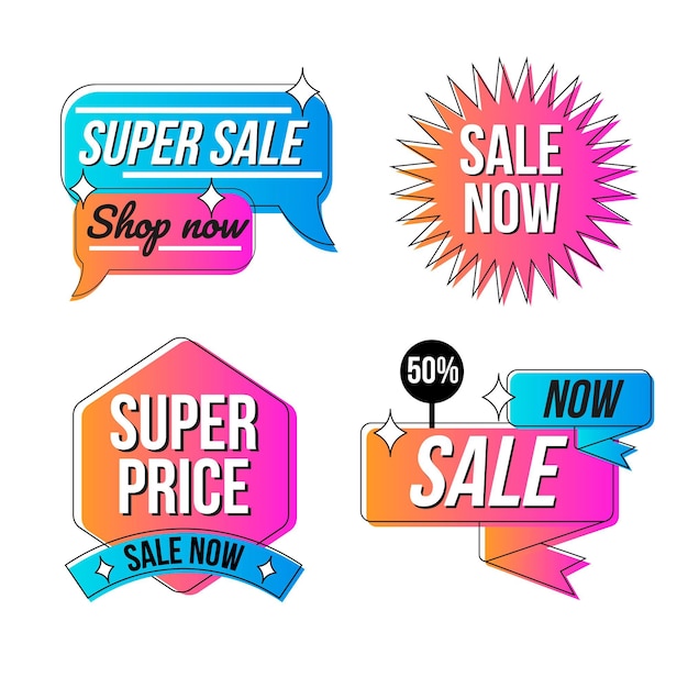 Vector Templates: Flat Design Sale Badges Collection – Free Vector Download