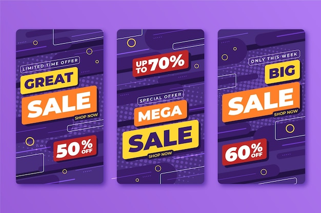 Free vector flat design sale ig stories collection