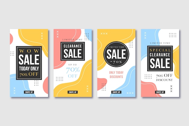 Free vector flat design sale ig stories collection