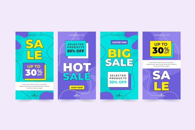 Free vector flat design sale ig stories collection