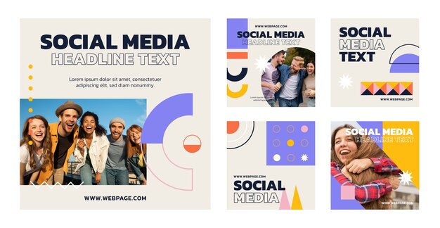 Flat design sale instagram post template set