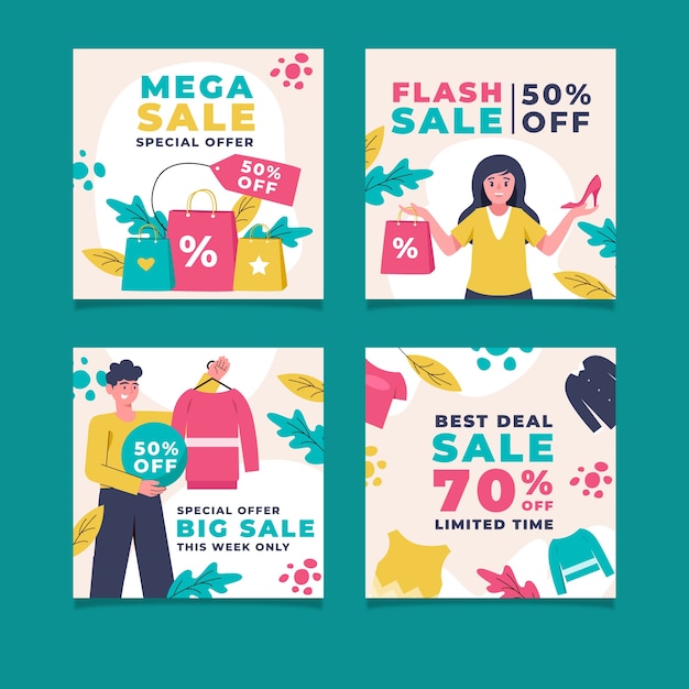 Free vector flat design sale instagram post