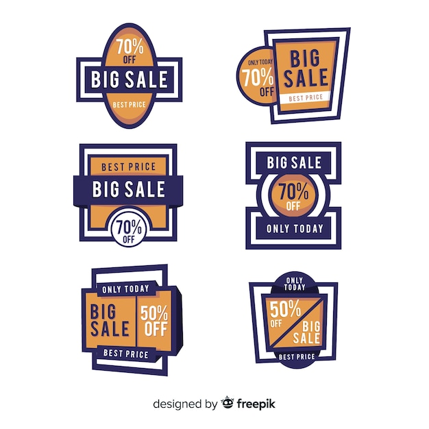 Flat design sale label collection