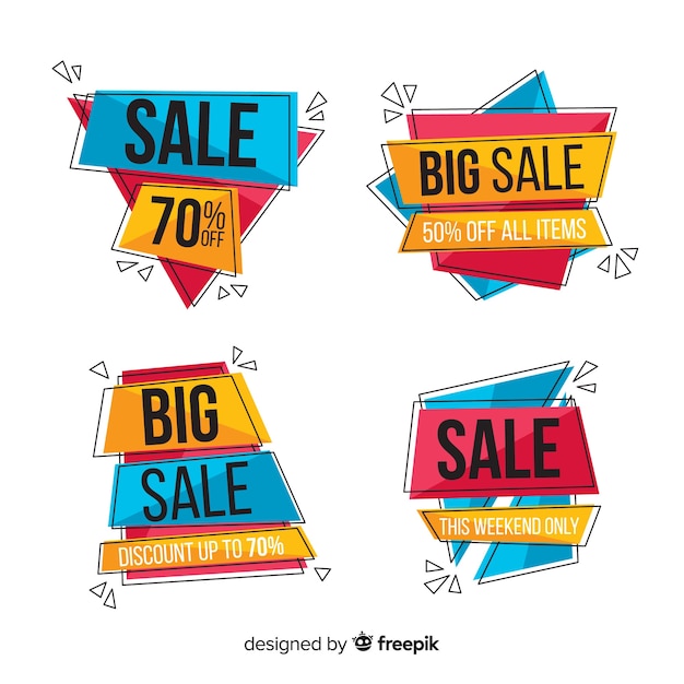 Free vector flat design sale label collection