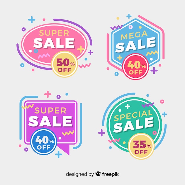 Free vector flat design sale label collection