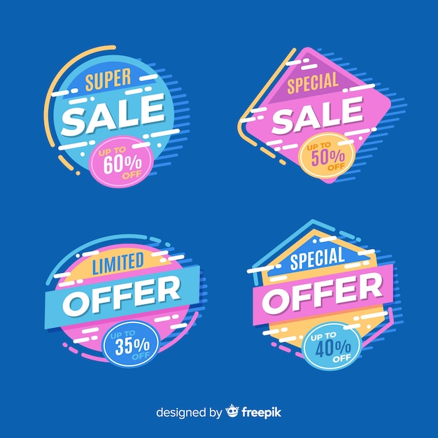 Flat design sale label collection