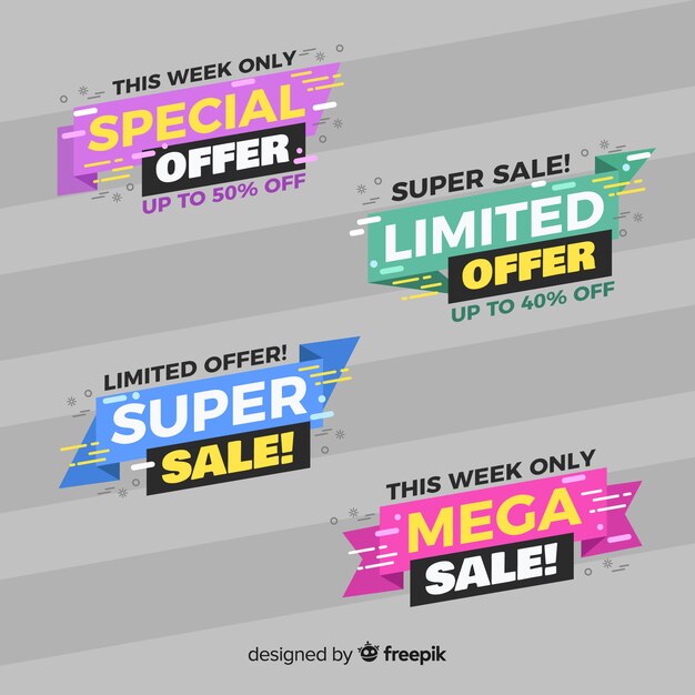 Flat design sale label collection