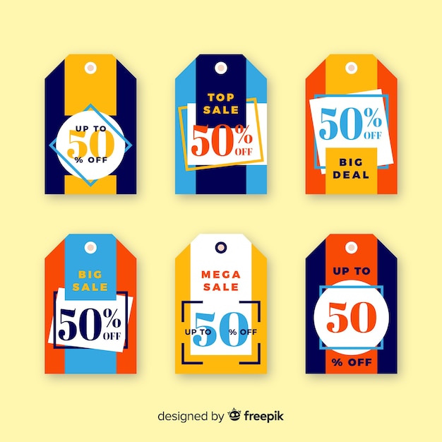 Flat design sale label collection